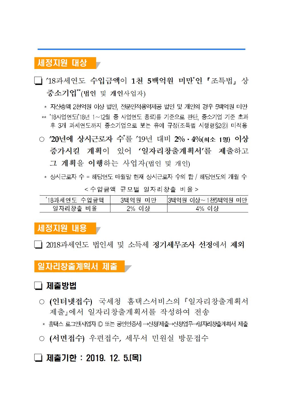 일자리창출 기업에 대한 세정지원 안내 이미지 4